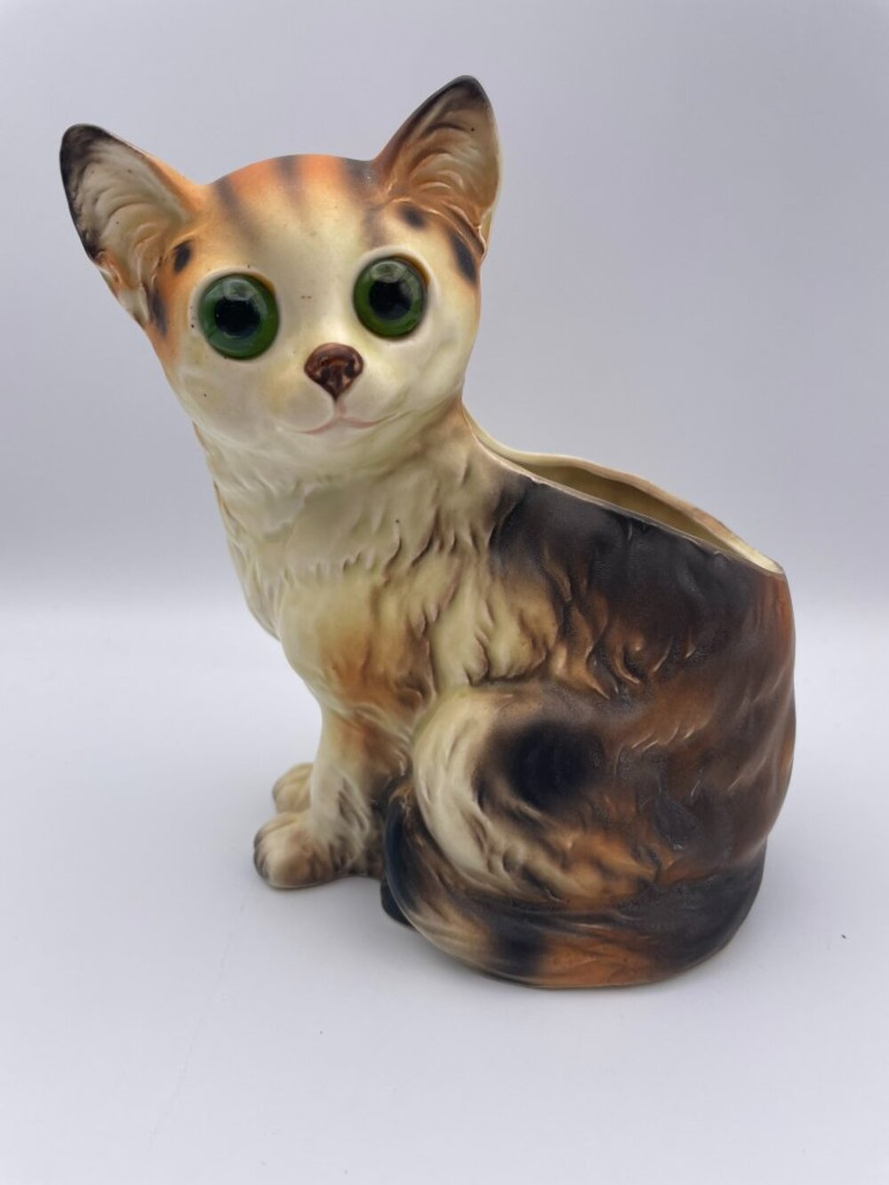 Vintage Ceramic Cat Planter Glass Eyes Japan Parma by AAI